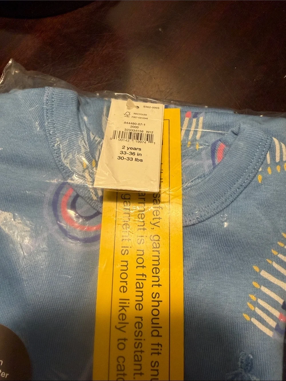 GAP Light Blue Rainbow Print Kids Pajama Set Hanukkah